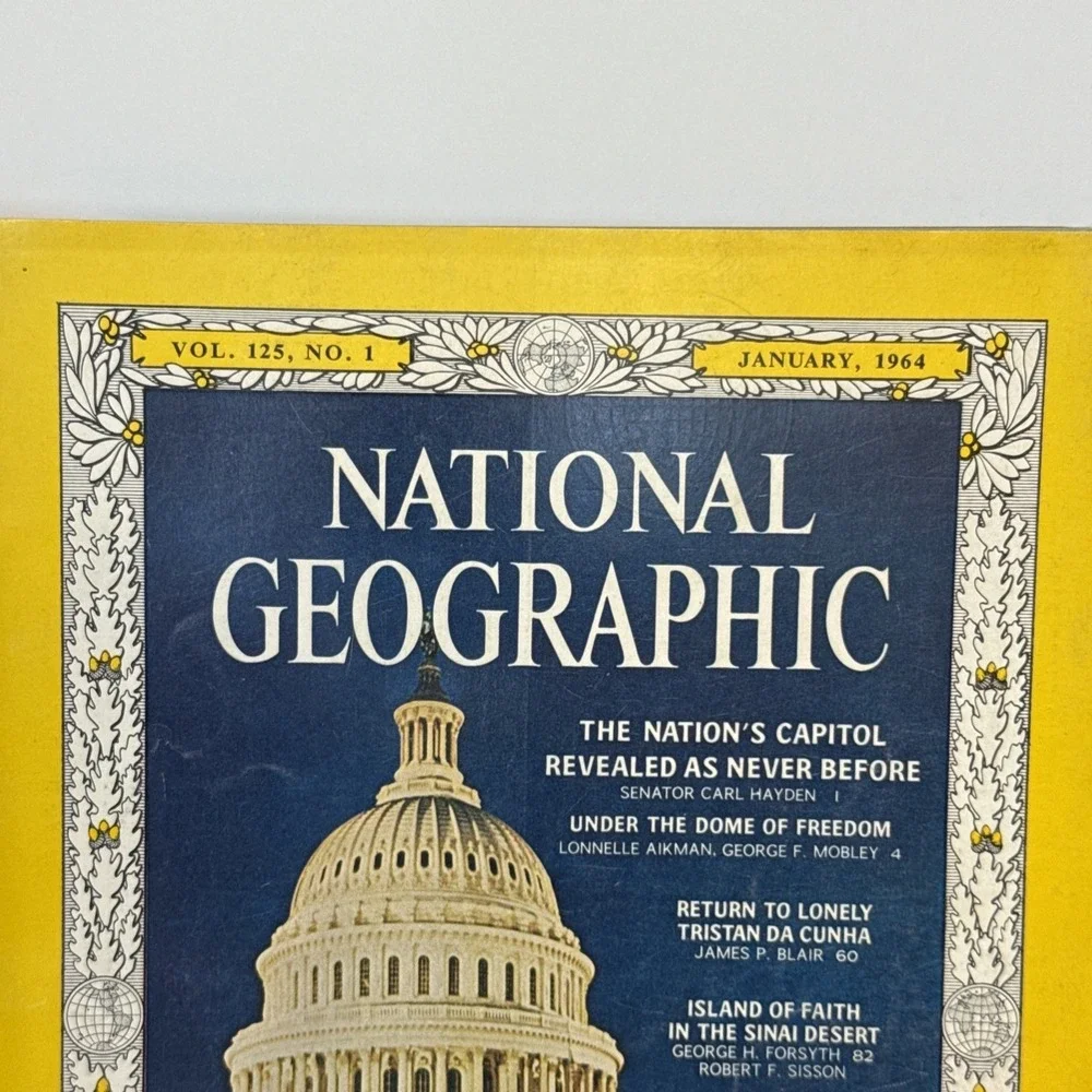 Vintage National Geographic January 1964 US Capitol Cover Night Photo